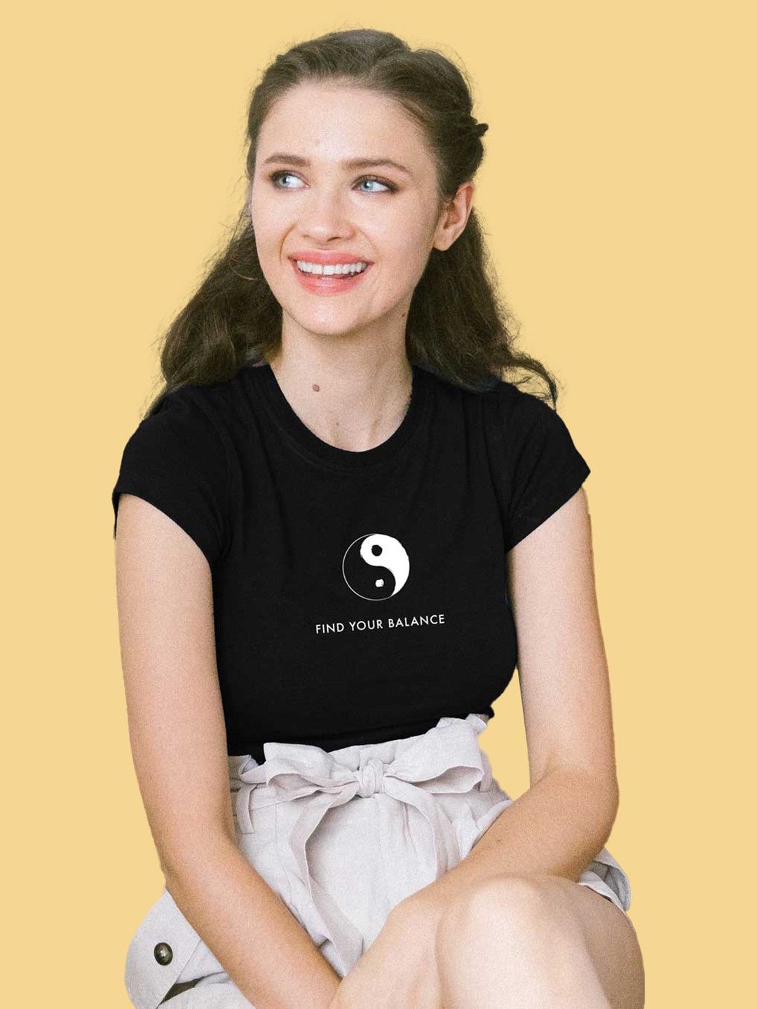 

Bewakoof Find Your Balance Slim Fit T-shirt, Black