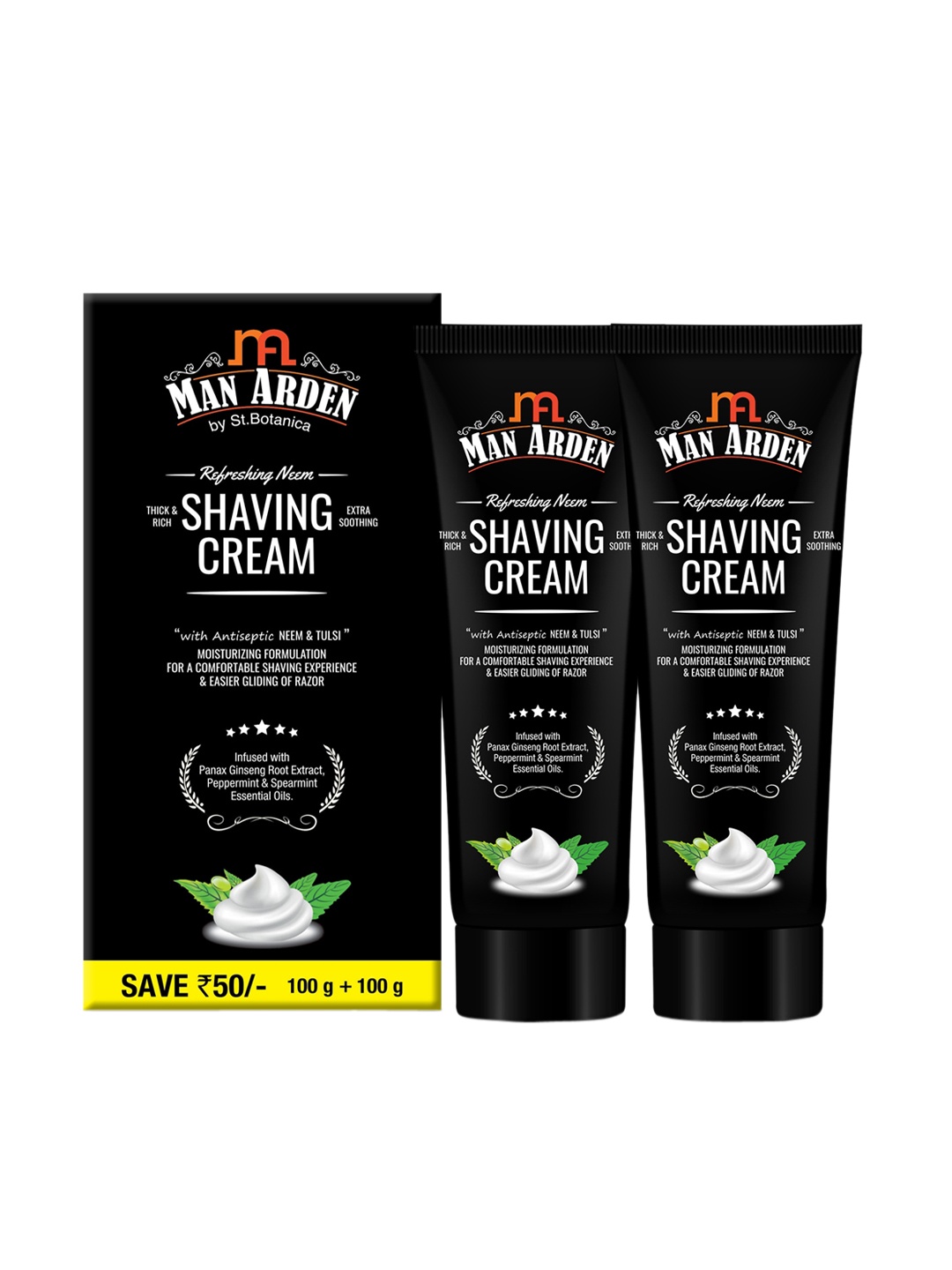 

Man Arden Refreshing Neem Shaving Cream - 100 g x Pack of 2, Black