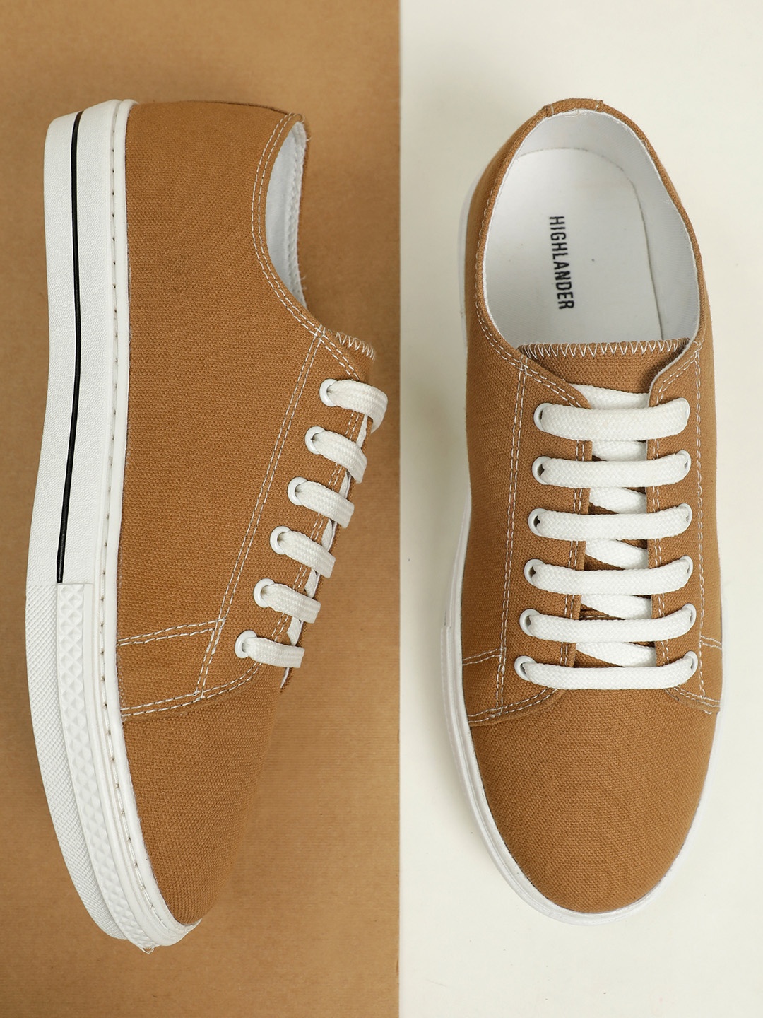 

HIGHLANDER Men Solid Regular Canvas Sneakers, Khaki