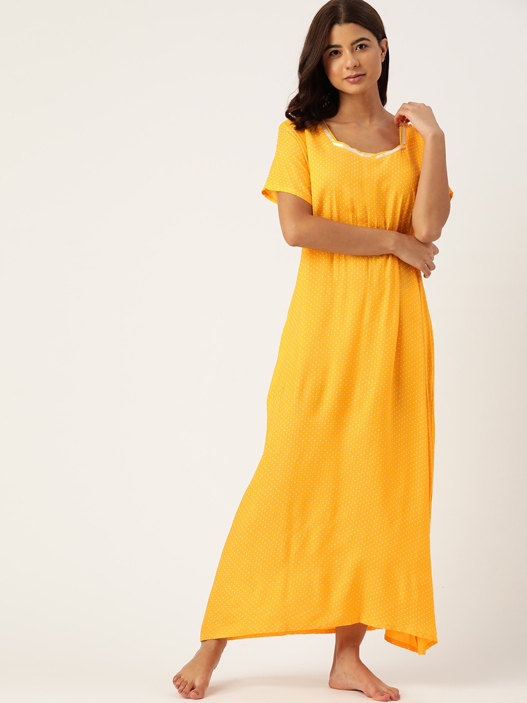 

ETC Yellow Printed Maxi Nightdress
