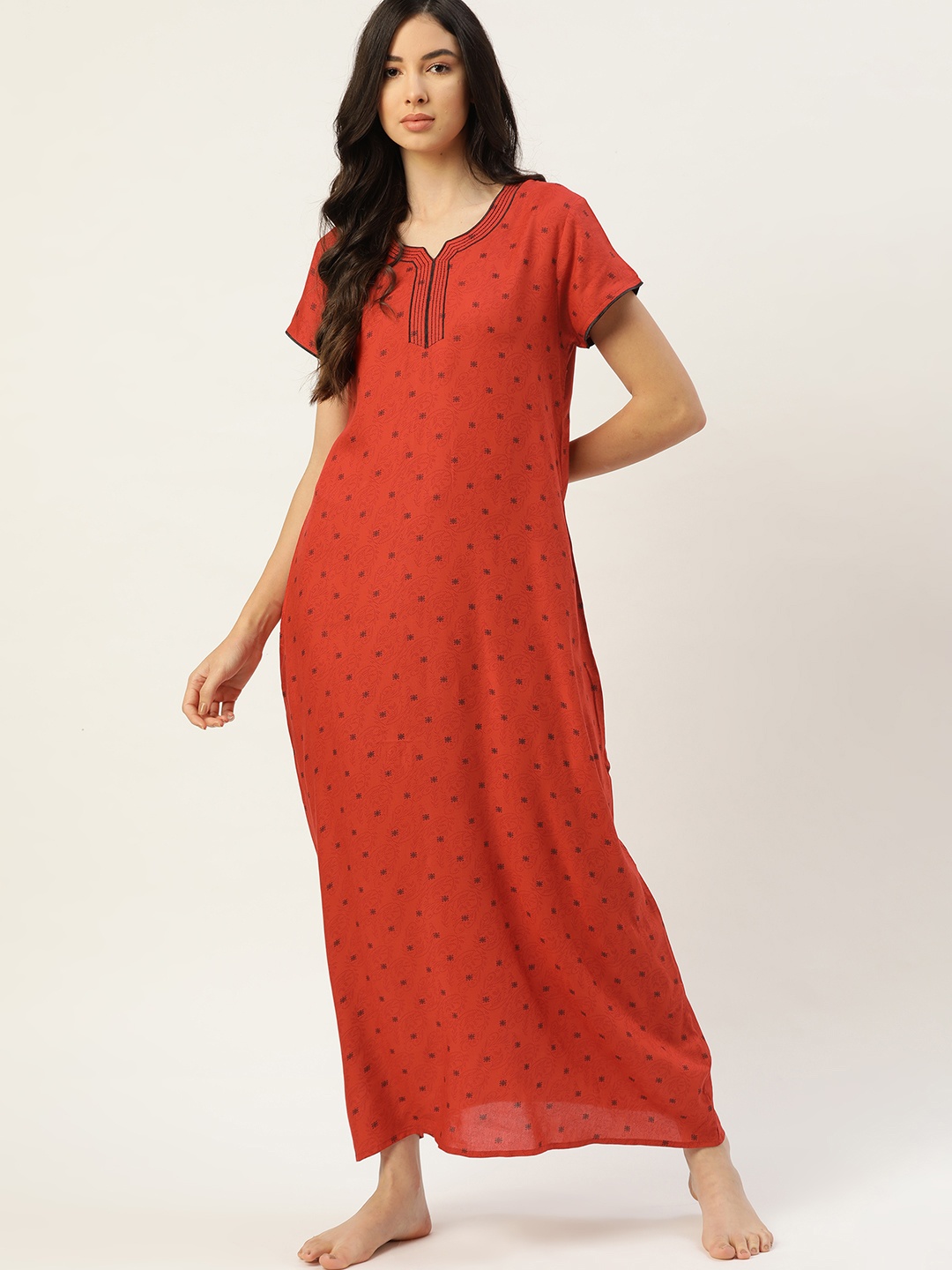 

ETC Red Printed Maxi Nightdress