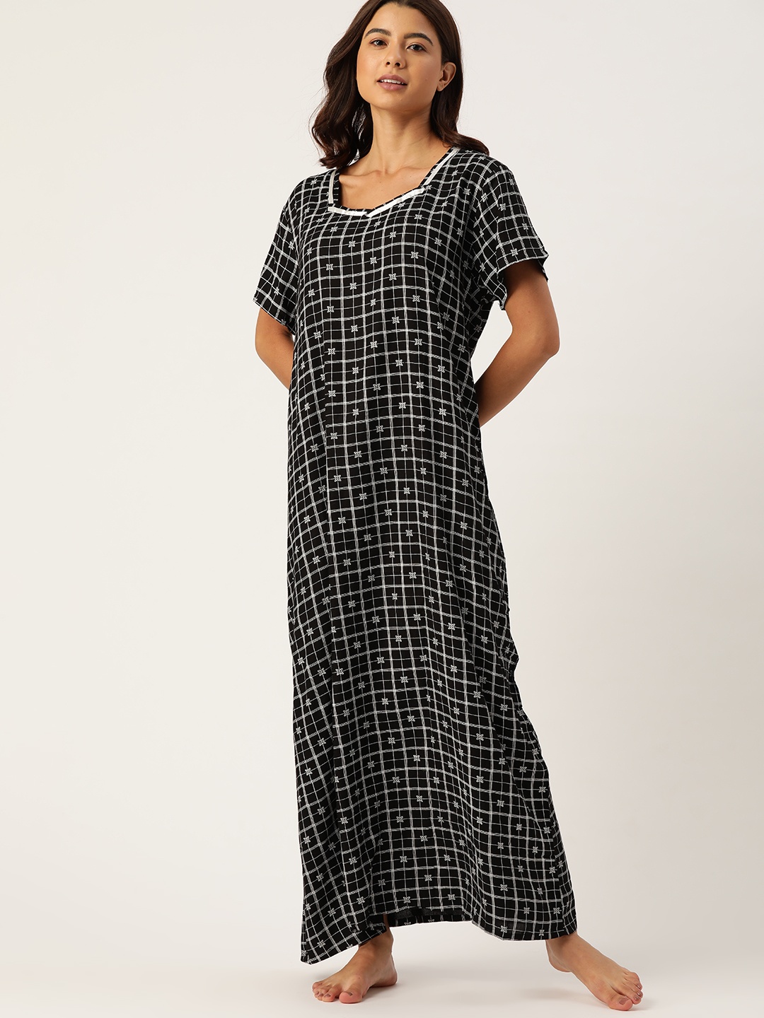 

ETC Black & White Checked Maxi Nightdress