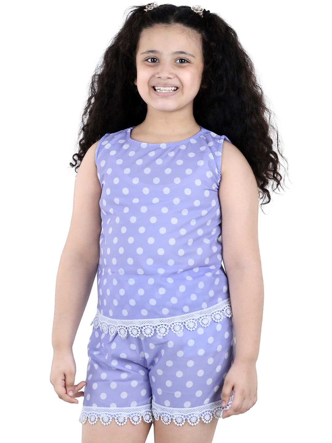 

ADIVA Girls Blue Printed Top with Shorts