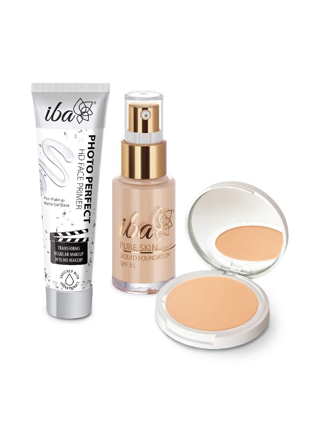 

Iba Perfect Base Primer With Foundation & Compact Combo- Ivory Fair, Cream