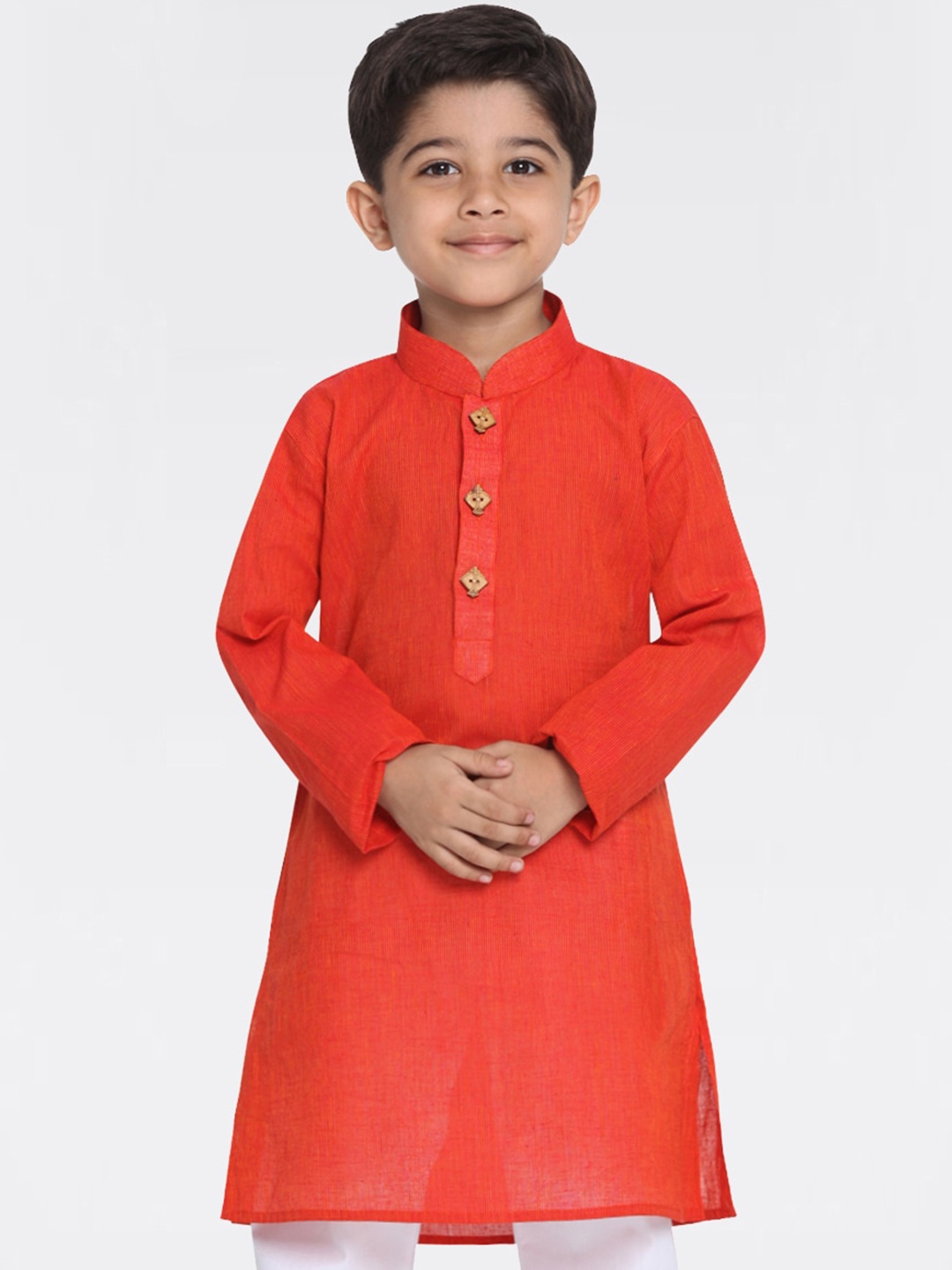 

VASTRAMAY Boys Red Handloom Pure Cotton Kurta