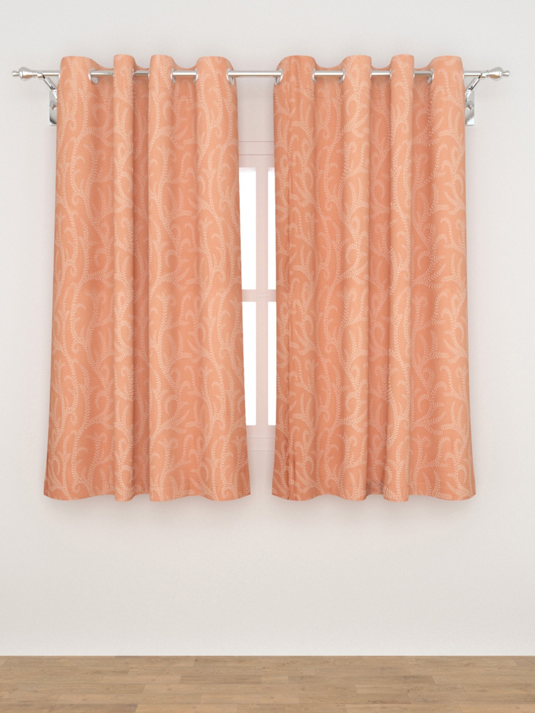 

Home Centre Red Set of 2 Floral Window Curtain