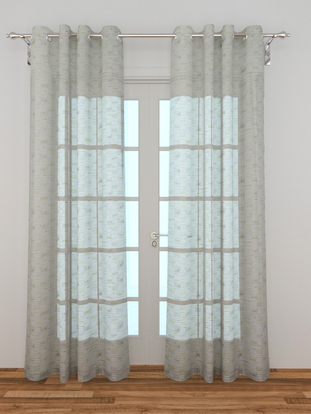 

Home Centre Grey & Blue Single Striped Sheer Door Curtain