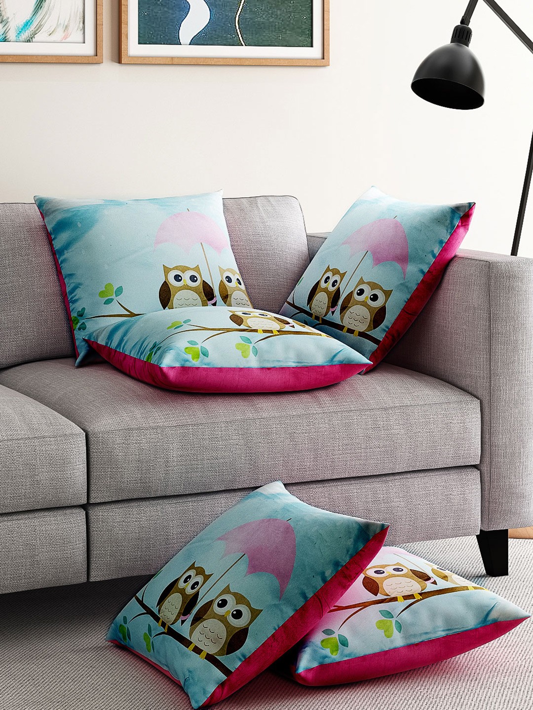 

Alina decor Blue Set of 5 Printed 16" x 16" Square Cushion Covers