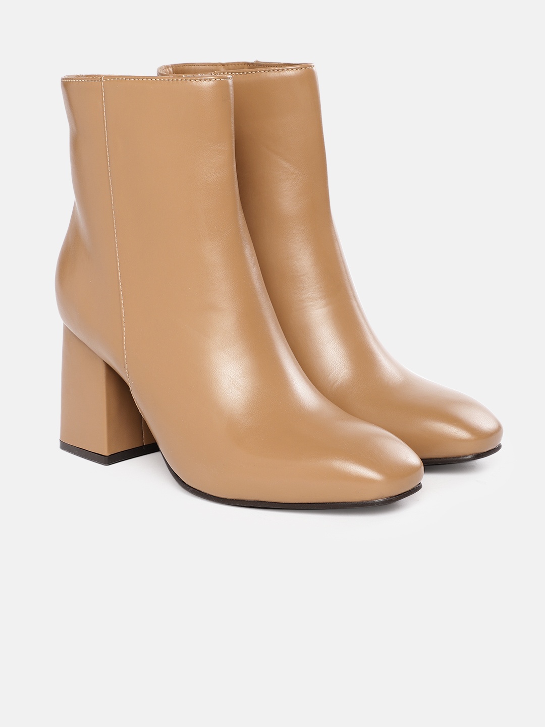 

CORSICA Camel Brown Mid-Top Solid Block Heeled Boots