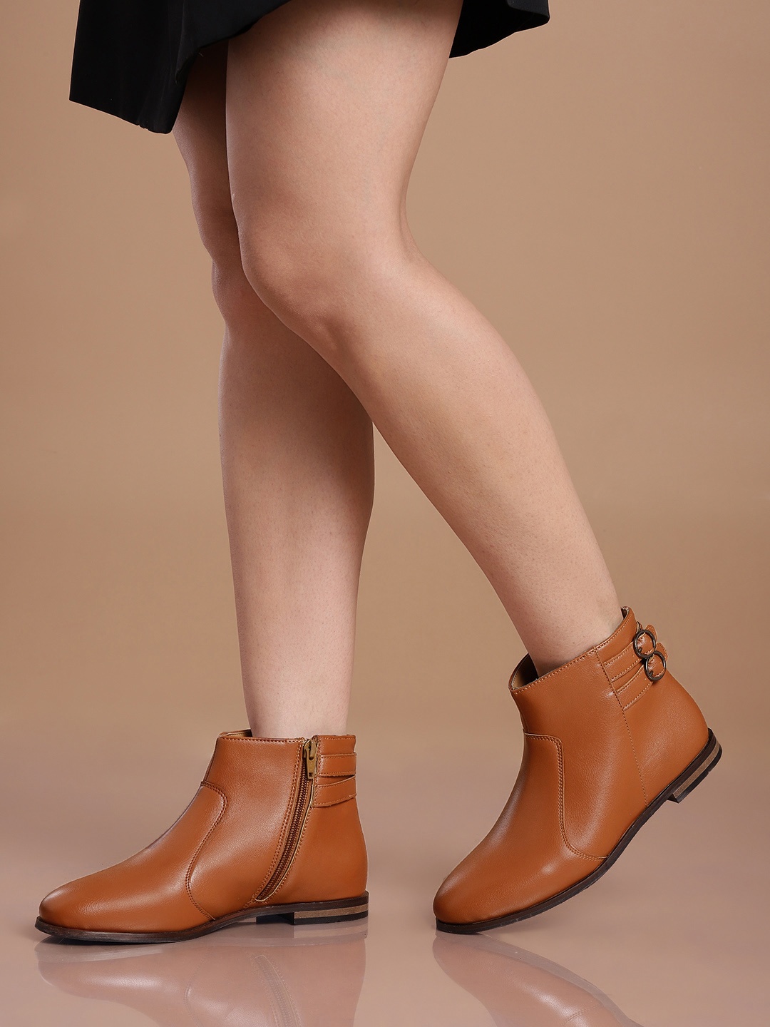 

DressBerry Women Tan Brown Flat Boots