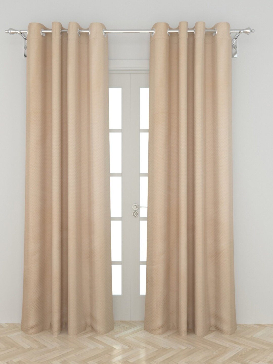 

Home Centre Set Of 2 Beige & Off White Embroidered Black Out Door Curtain