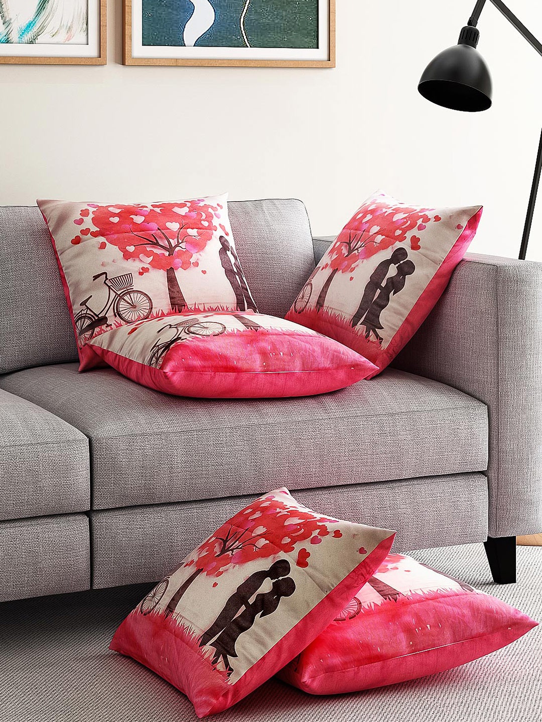 

Alina decor Pink Set of 5 Printed 16"x16" Square Cushion Covers