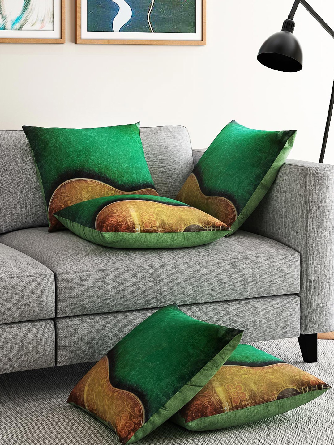 

Alina decor Green Set of 5 Printed 16"x16" Square Cushion Covers