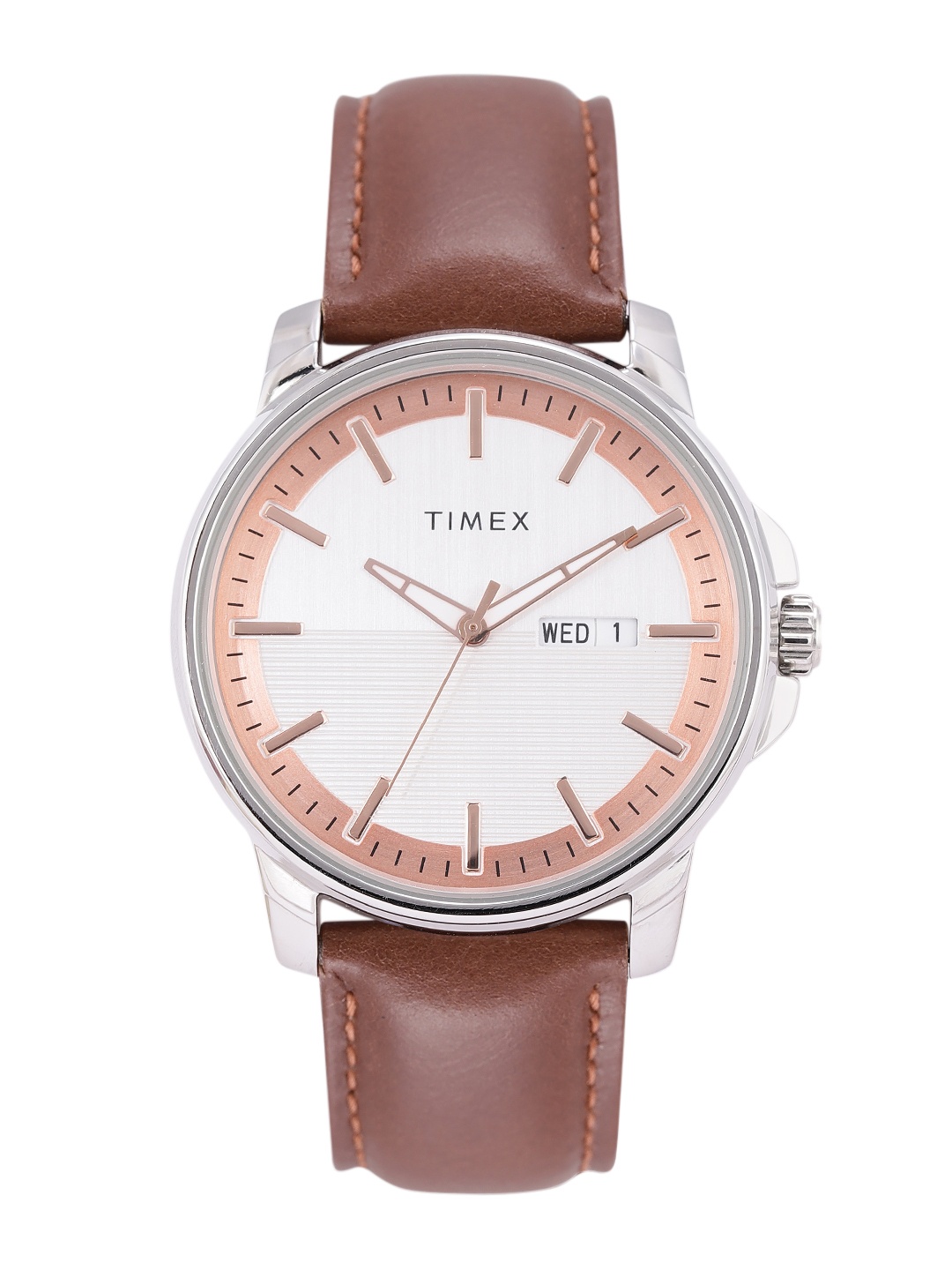

Timex Men White Dial & Brown Leather Straps Analogue Watch TWEG17210