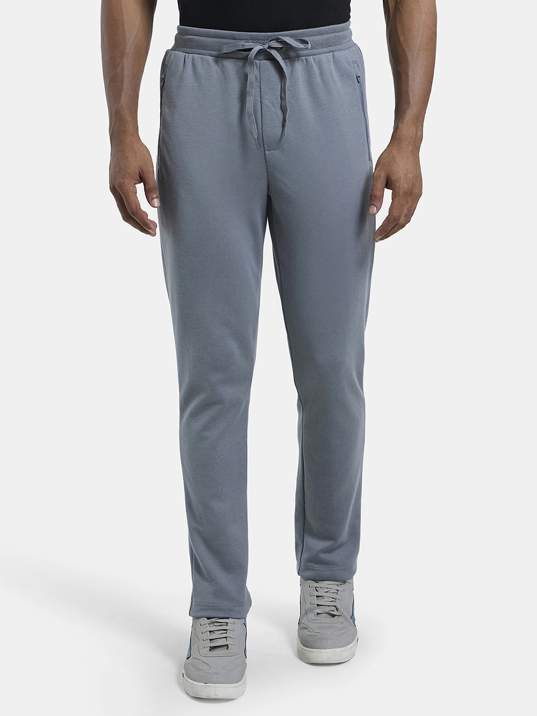 

Jockey Combed Cotton Rich Pique Slim Fit Trackpant with Side Zipper Pockets-AM44, Grey