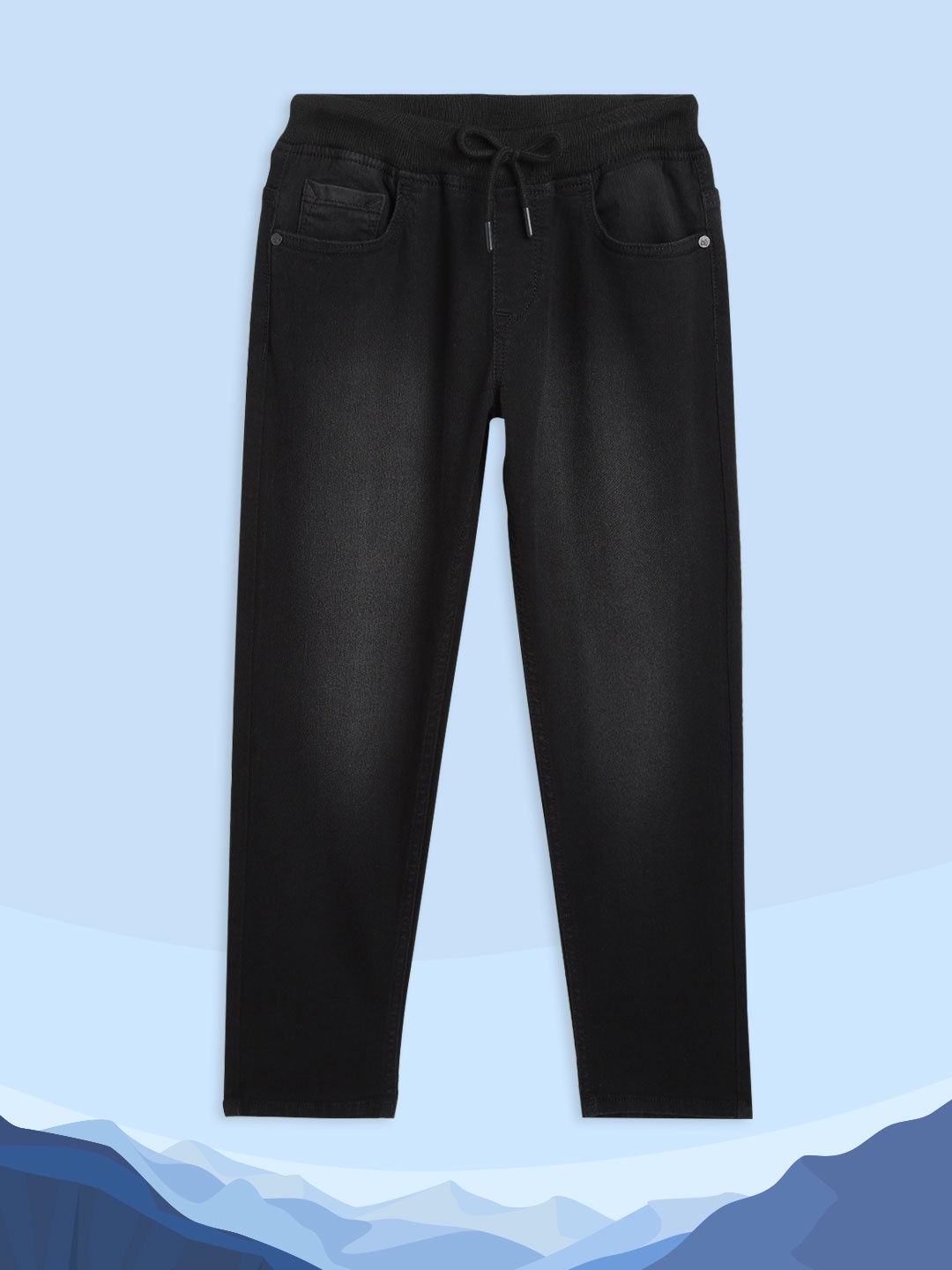 

HERE&NOW Boys Black Slim Fit Light Fade Stretchable Jeans