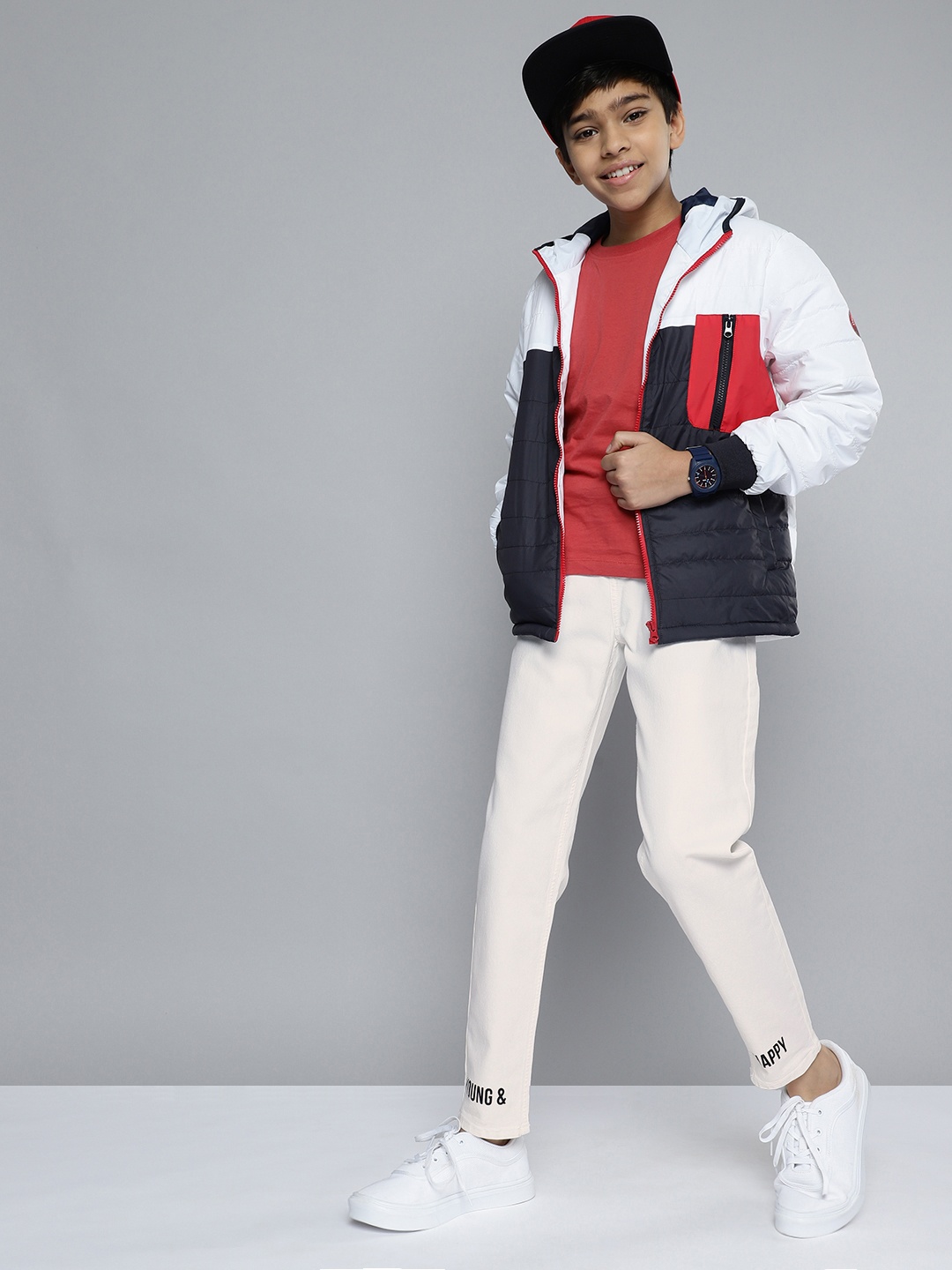 

HERE&NOW Boys White Printed Stretchable Jeans