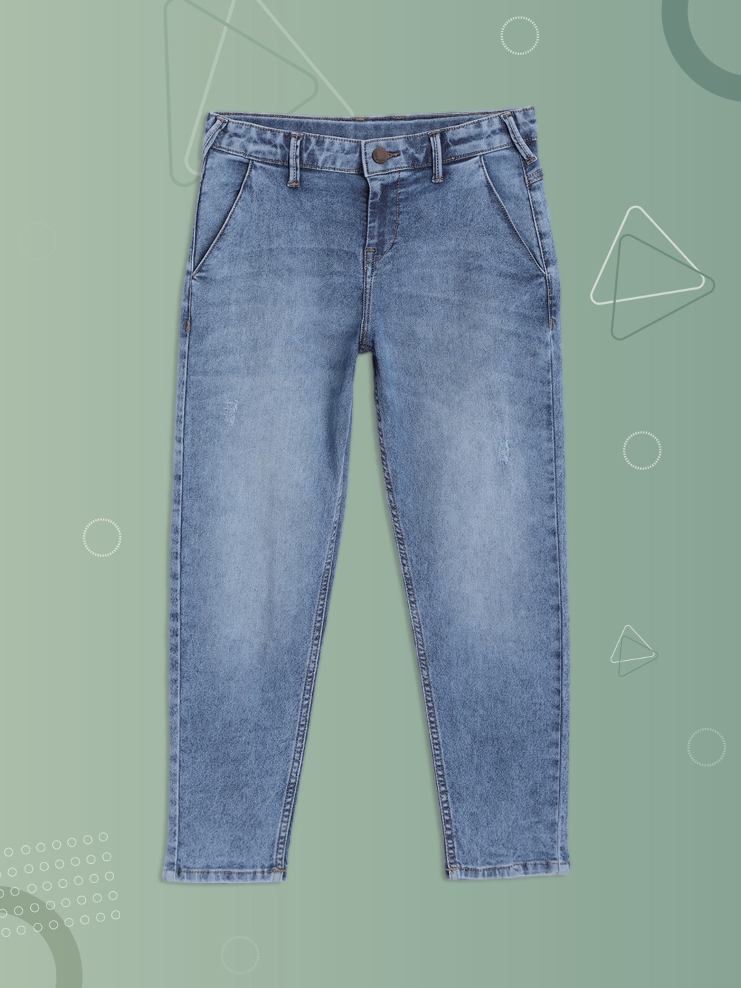 

HERE&NOW Boys Blue Regular Fit Stretchable Heavy Fade Jeans