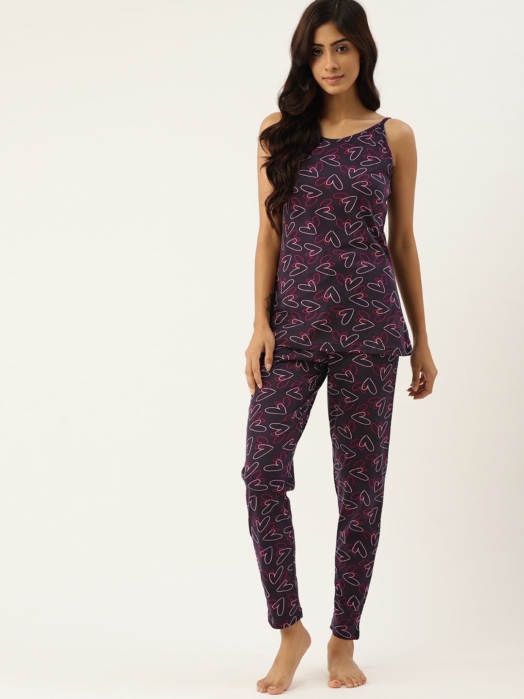 

ETC Women Purple & Pink Printed Pure Cotton Pyjamas Set