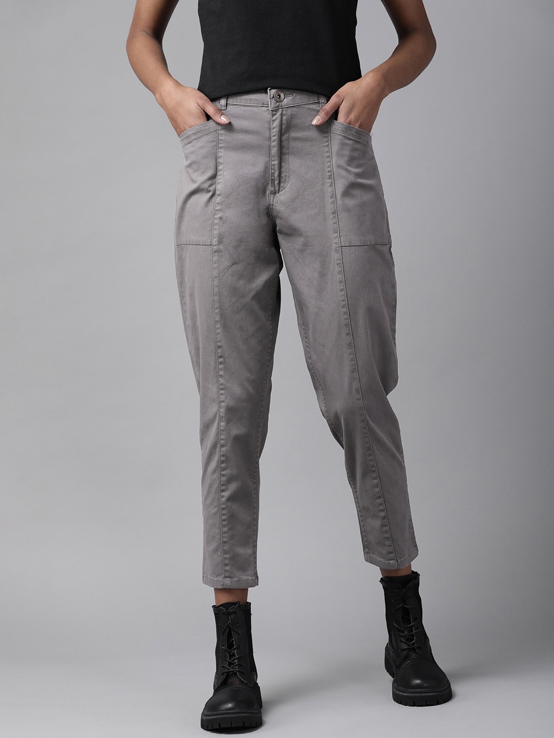 

Roadster Women Grey Solid Trousers