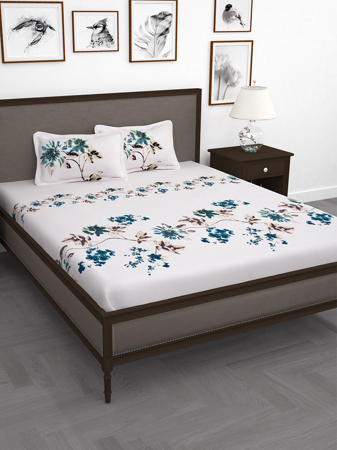 

Story@home Pink & Blue Floral 240TC King Bedsheet with 2 Pillow Covers