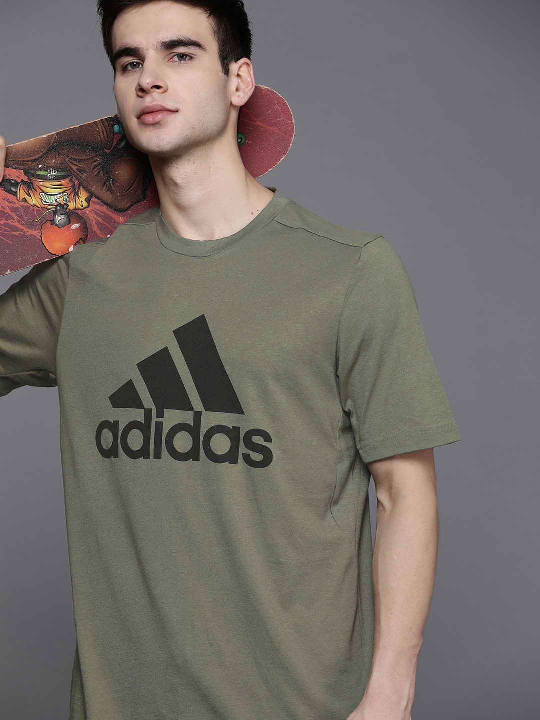 

ADIDAS Men Olive Green & Black Sport Inspired FR Logo Tee