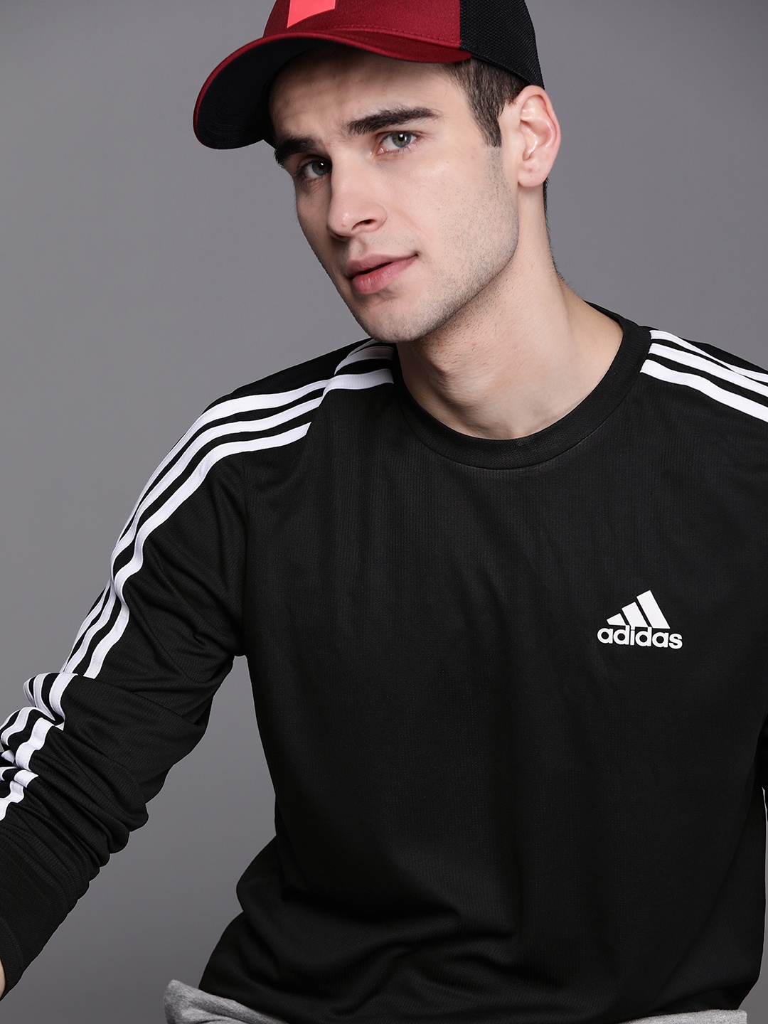 

ADIDAS Men Black Designed2Move 3-Stripes Training T-shirt