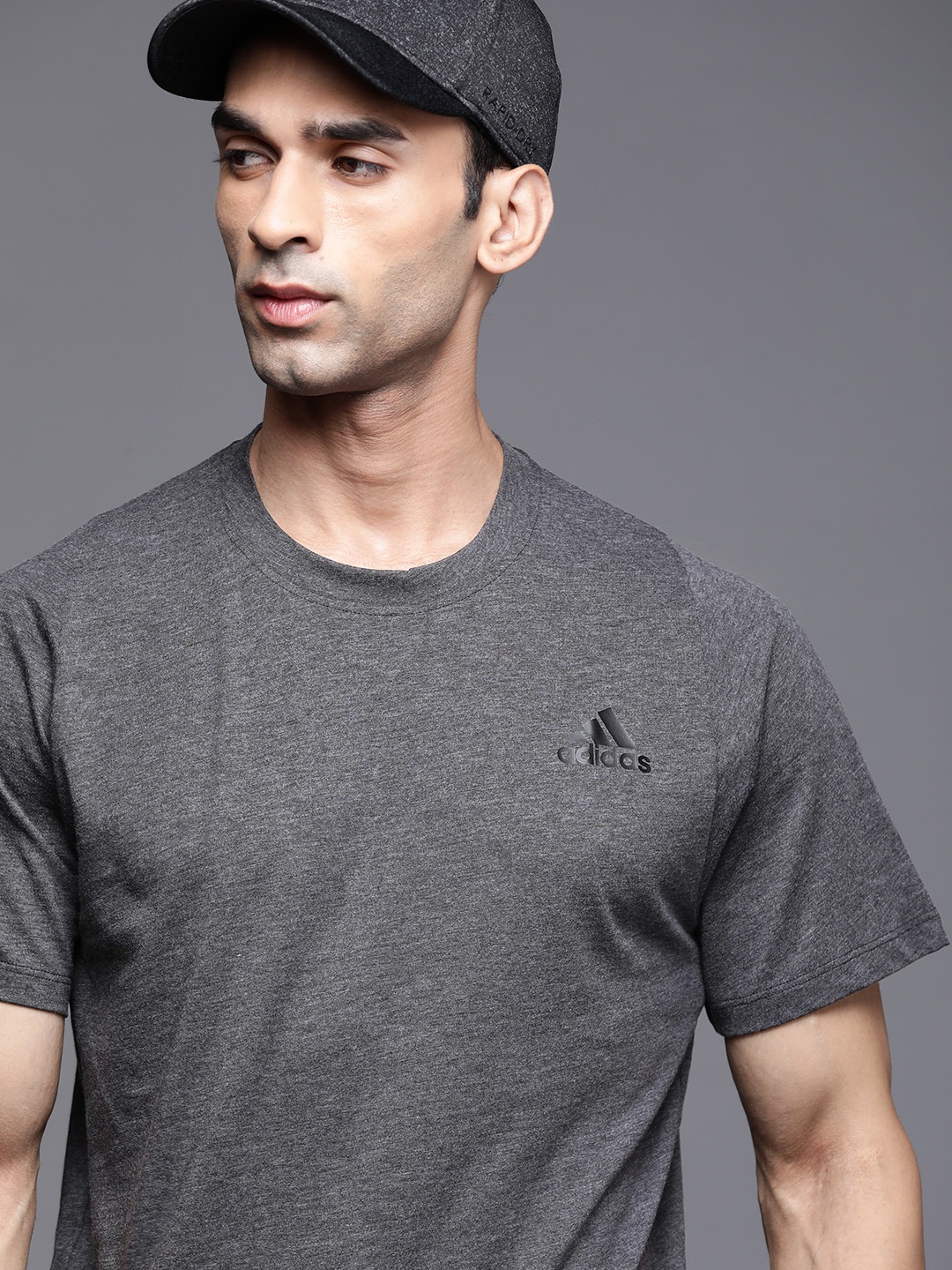 

ADIDAS Men Charcoal Grey FL_SPR A PR HEA Solid T-Shirt