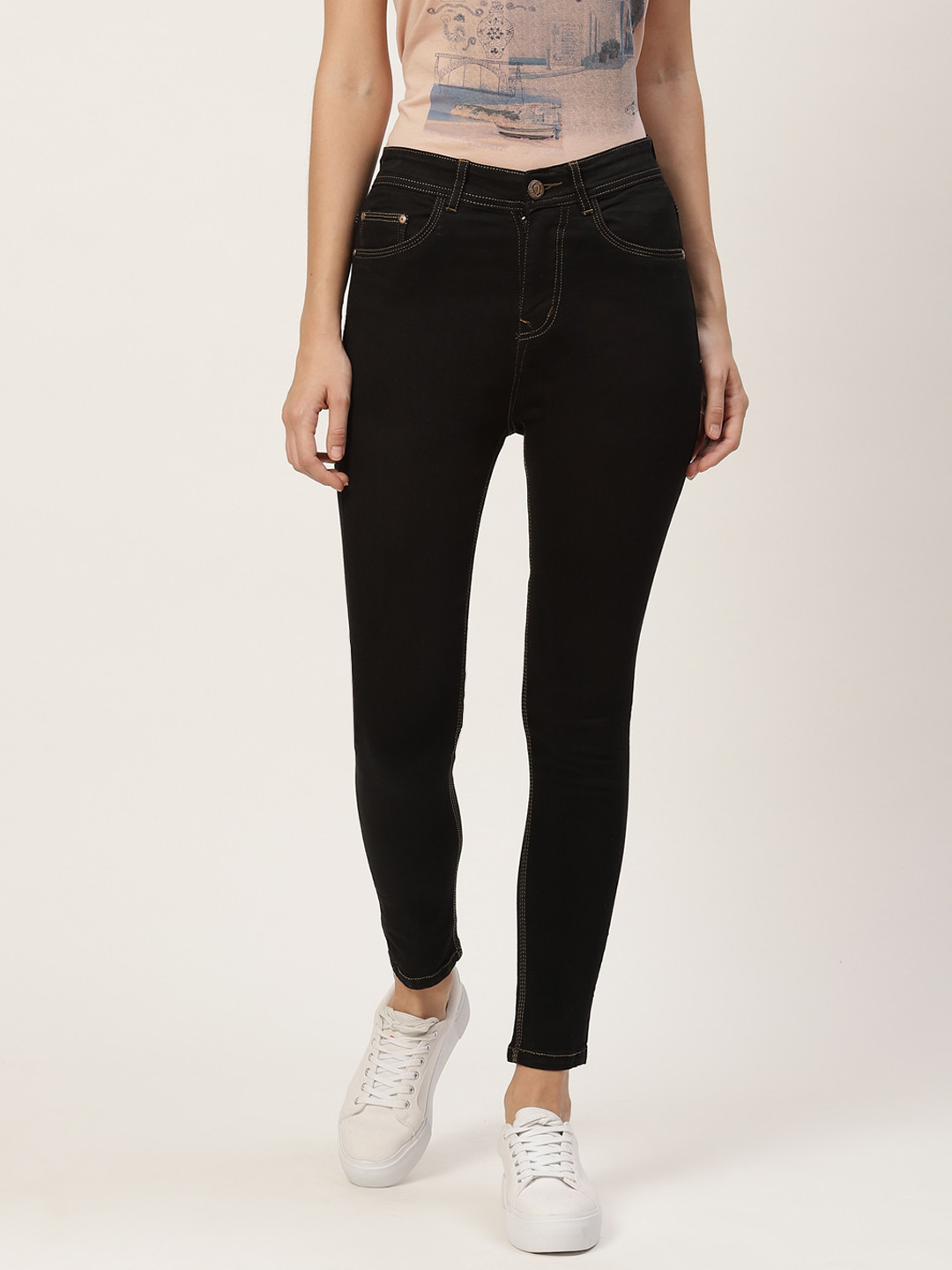 

PARIS HAMILTON Women Black Slim Fit High-Rise Stretchable Jeans