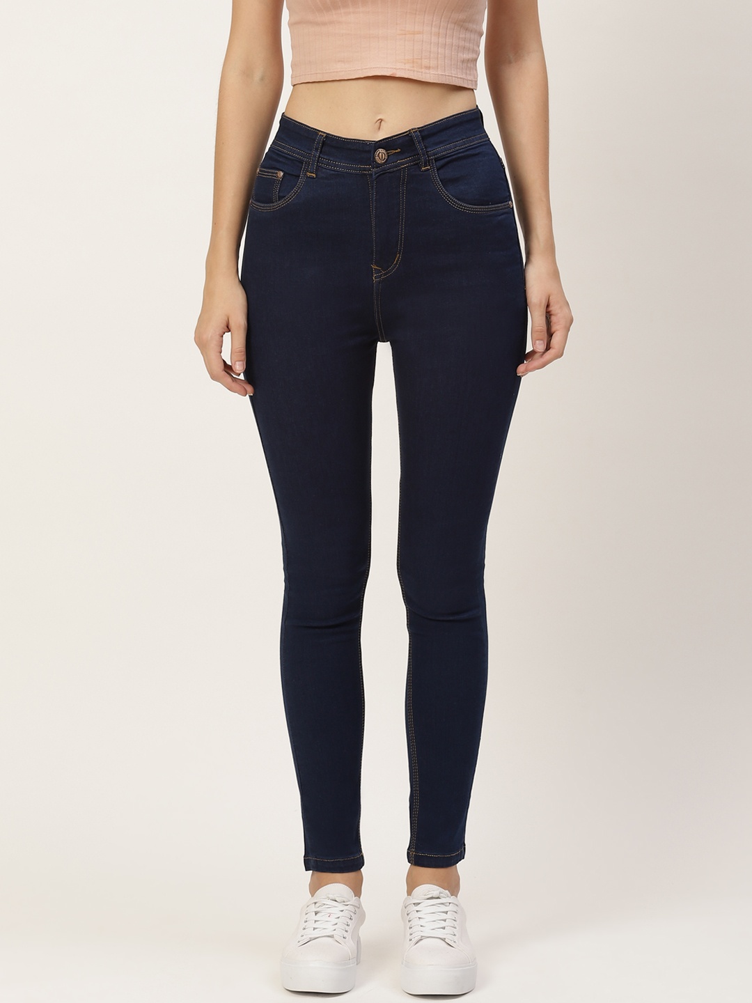 

PARIS HAMILTON Women Navy Blue Skinny Fit High-Rise Stretchable Jeans