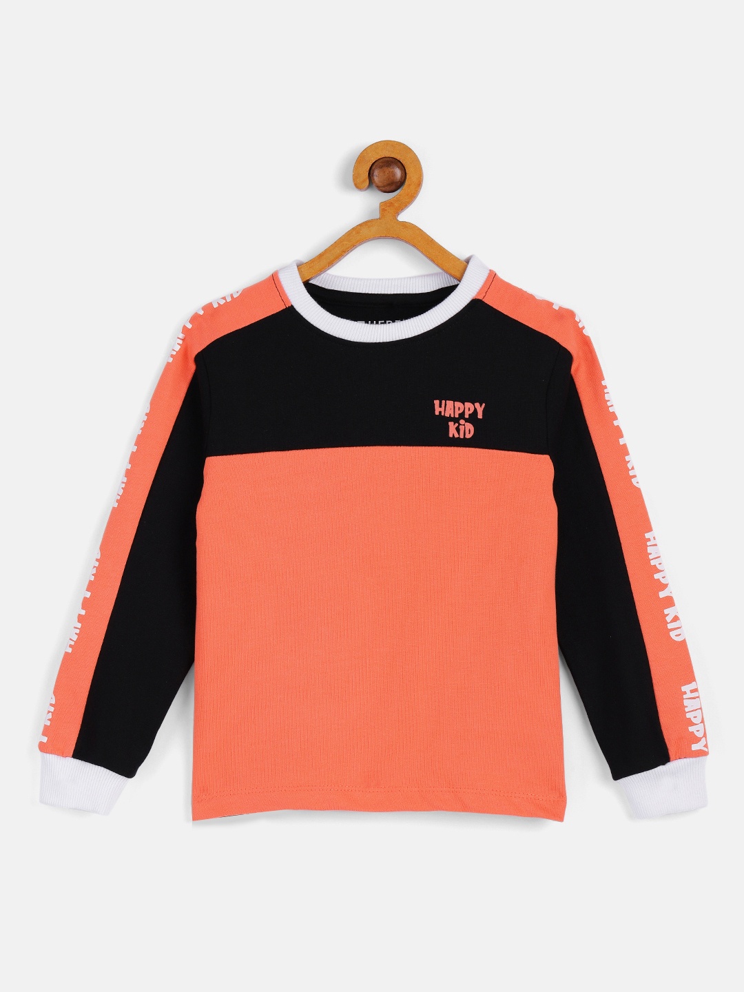 

HERE&NOW Boys Coral & Black Colourblocked Sweatshirt