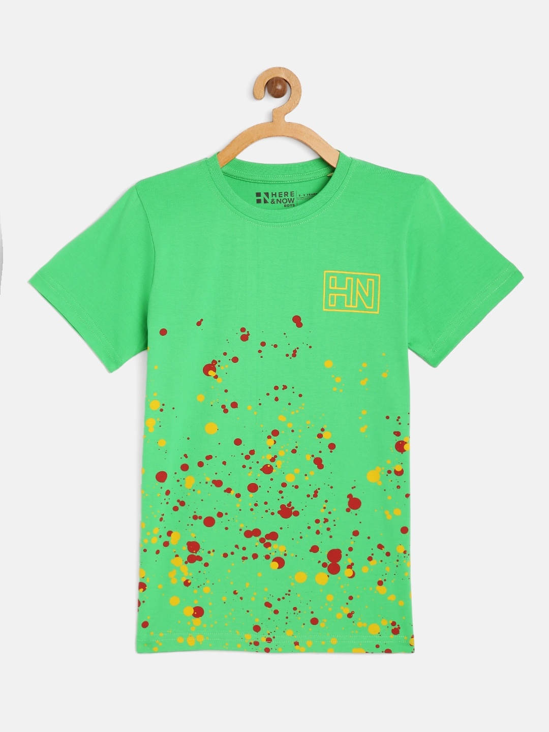 

HERE&NOW Boys Green Printed Cotton T-shirt