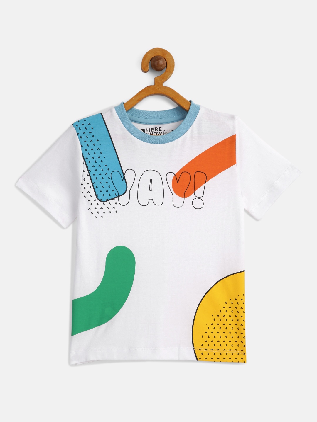 

HERENOW Boys White Blue Printed Pure Cotton T-shirt