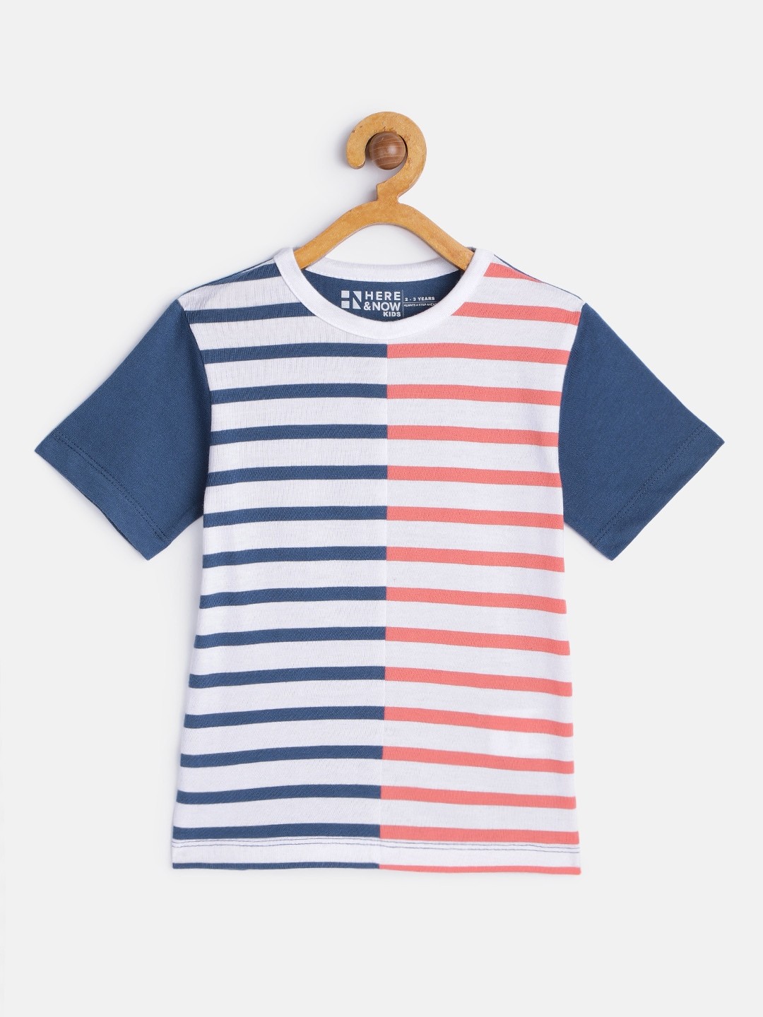 

HERE&NOW Boys White & Blue Striped T-shirt