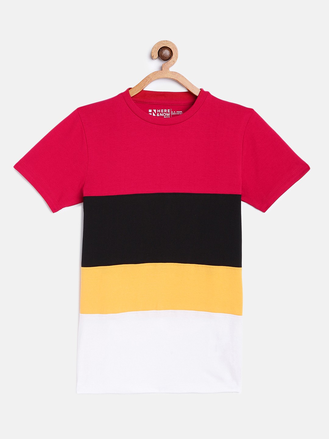 

HERENOW Boys Multicoloured Colourblocked Pure Cotton T-shirt, Multi