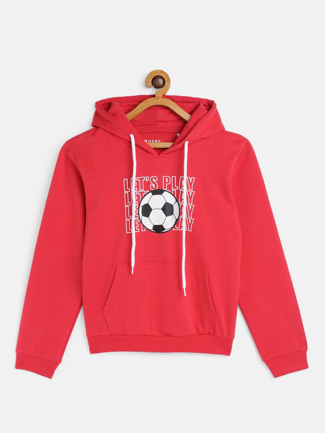 

HERE&NOW Boys Red Printed Hooded Sweatshirt