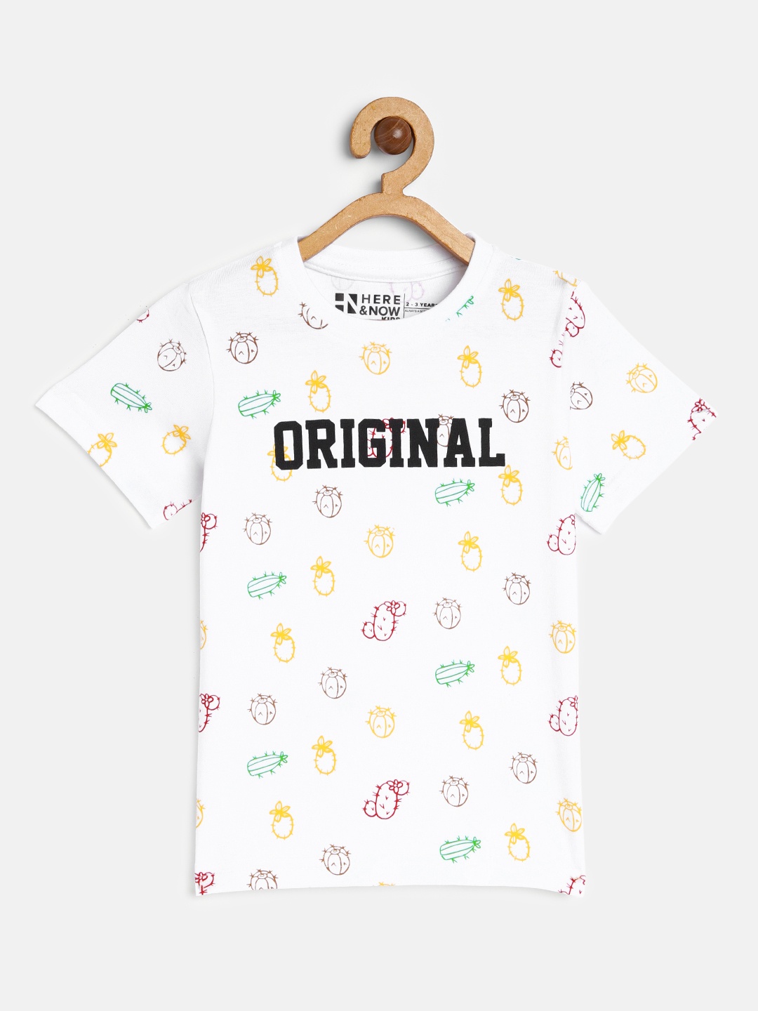 

HERENOW Boys White Printed Pure Cotton T-shirt