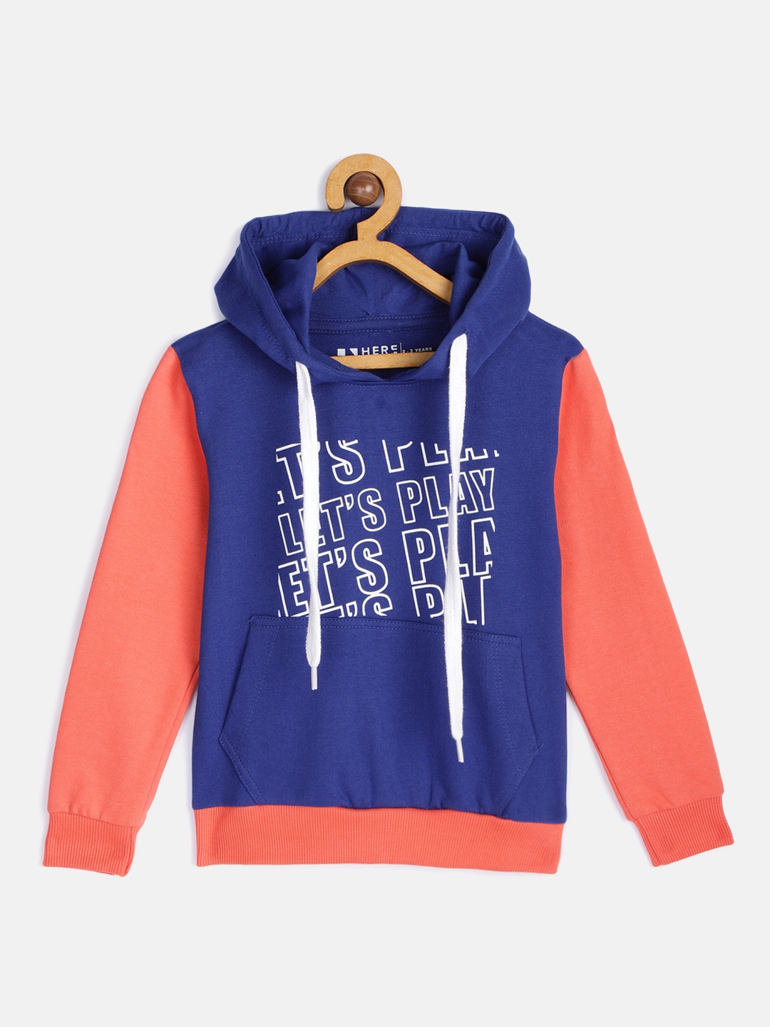 

HERE&NOW Boys Navy Blue Printed Hooded Sweatshirt