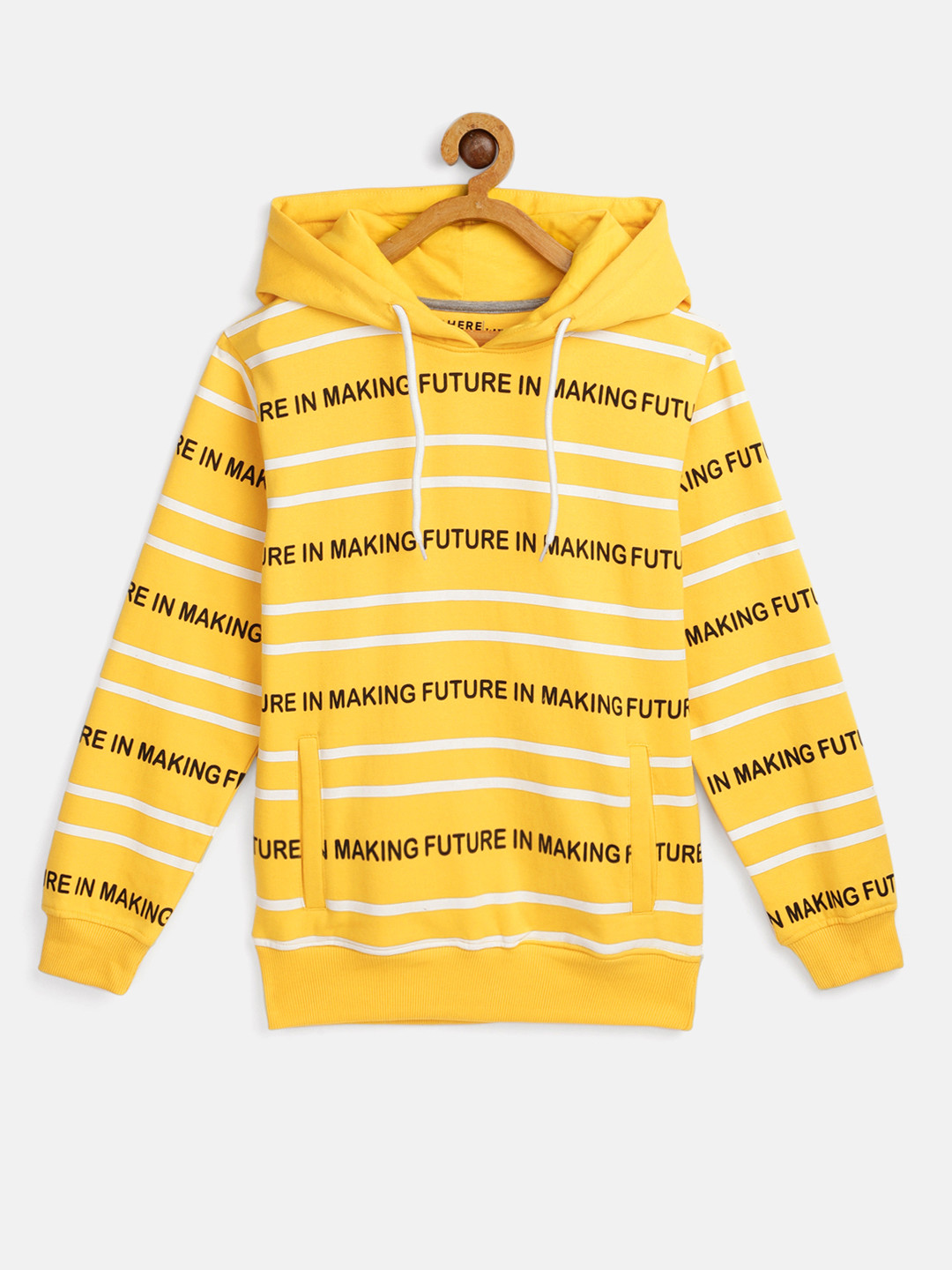 

HERE&NOW Boys Yellow Printed Hooded Sweatshirt