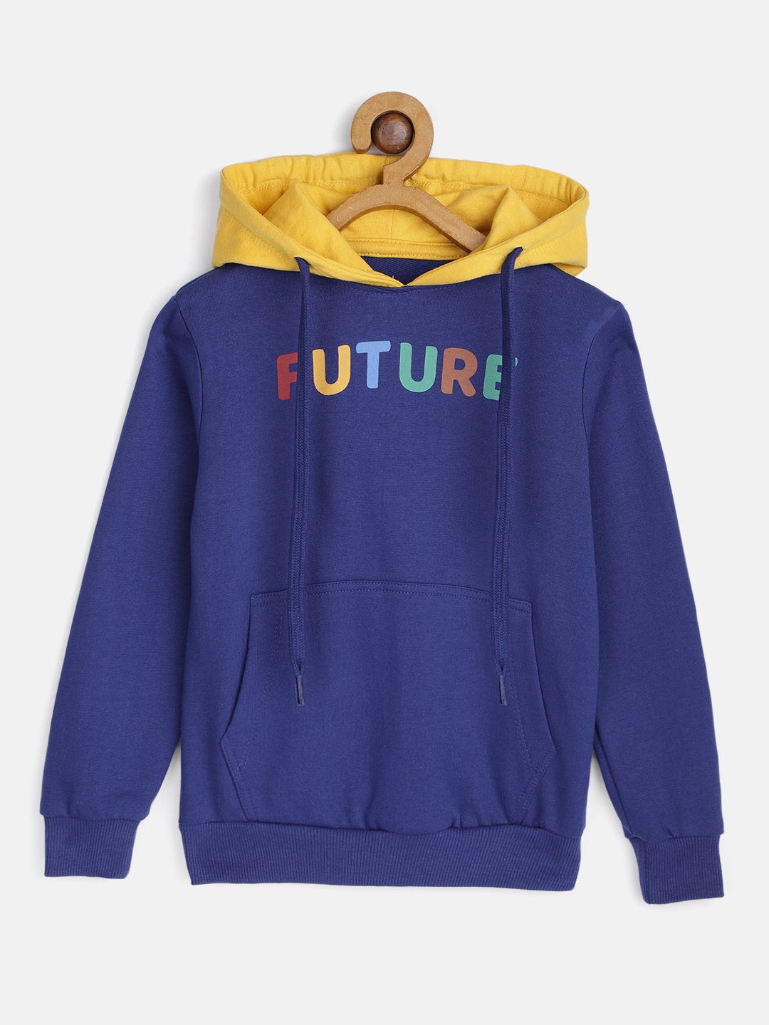 

HERE&NOW Boys Blue Printed Hooded Pure Cotton Sweatshirt