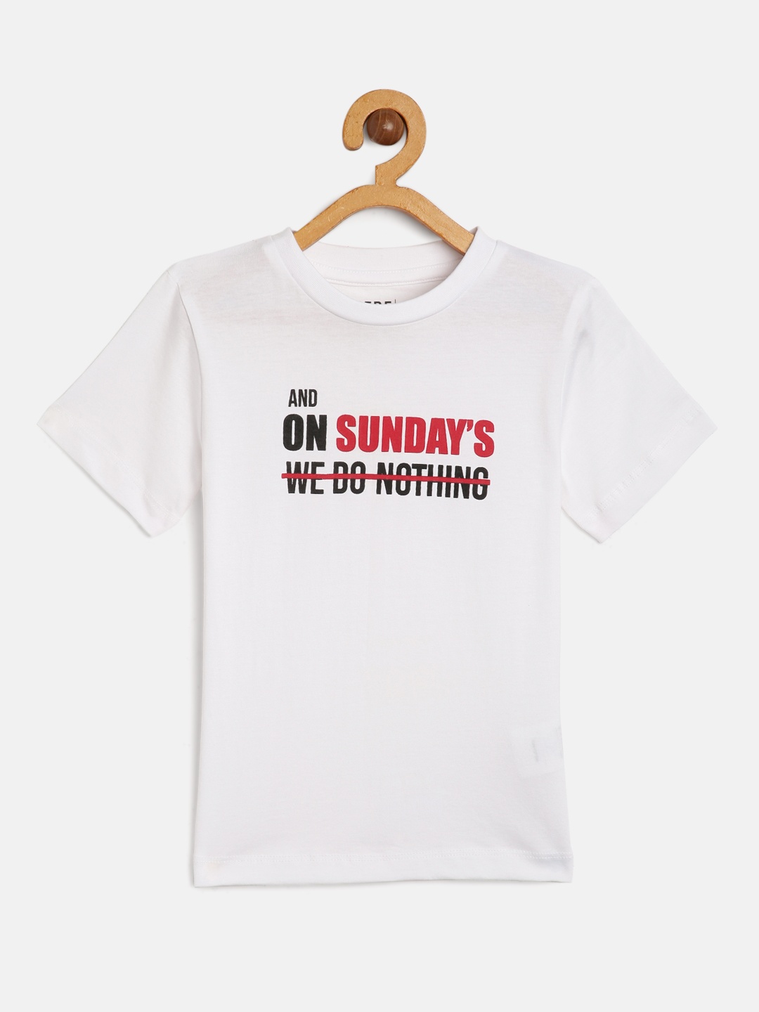 

HERENOW Boys White Cotton Typography Printed Regular Fit Pure Cotton T-shirt