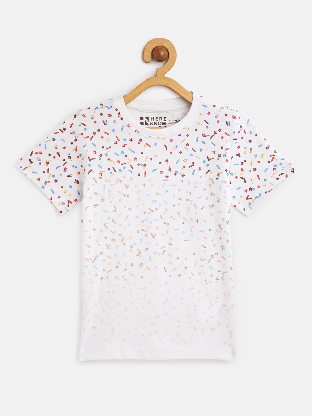

HERENOW Boys White Conversational Print Cotton Pure Cotton T-shirt