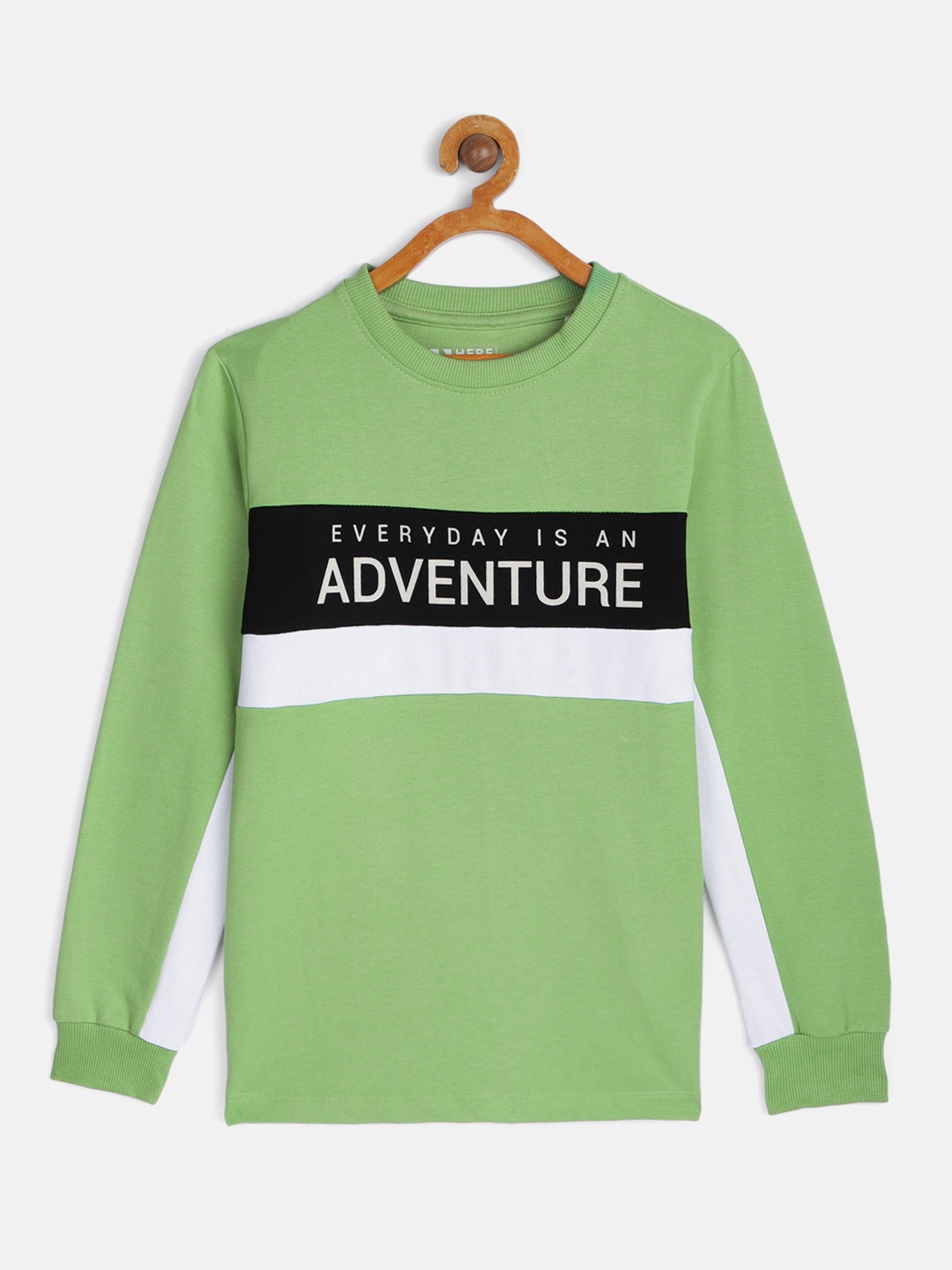 

HERE&NOW Boys Printed Pure Cotton Sweatshirt, Green