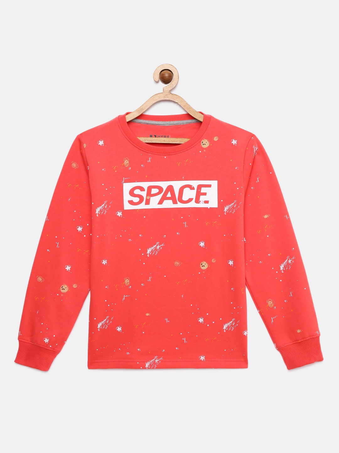 

HERE&NOW Boys Coral Pink Printed Sweatshirt