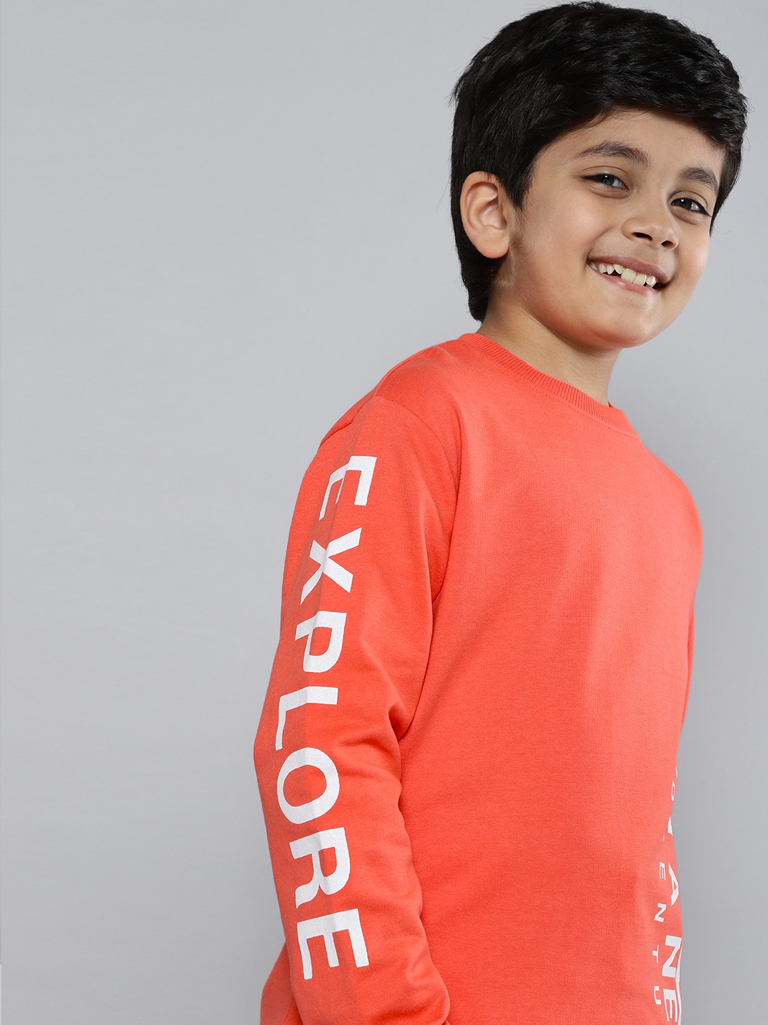 

HERE&NOW Boys Orange Pure Cotton Printed Sweatshirt