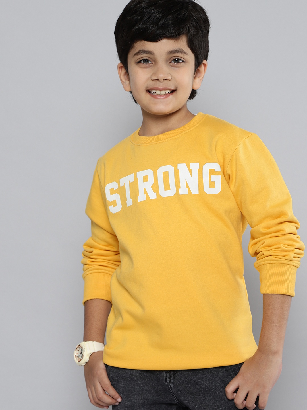 

HERE&NOW Boys Yellow Solid Sweatshirt