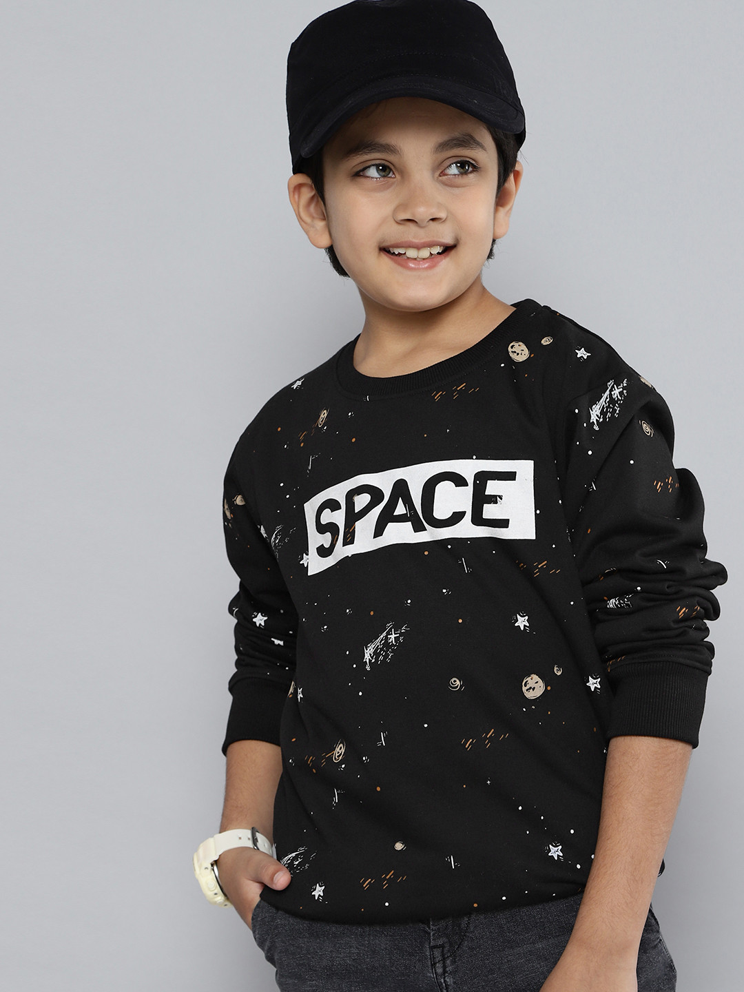 

HERE&NOW Boys Black Printed Sweatshirt