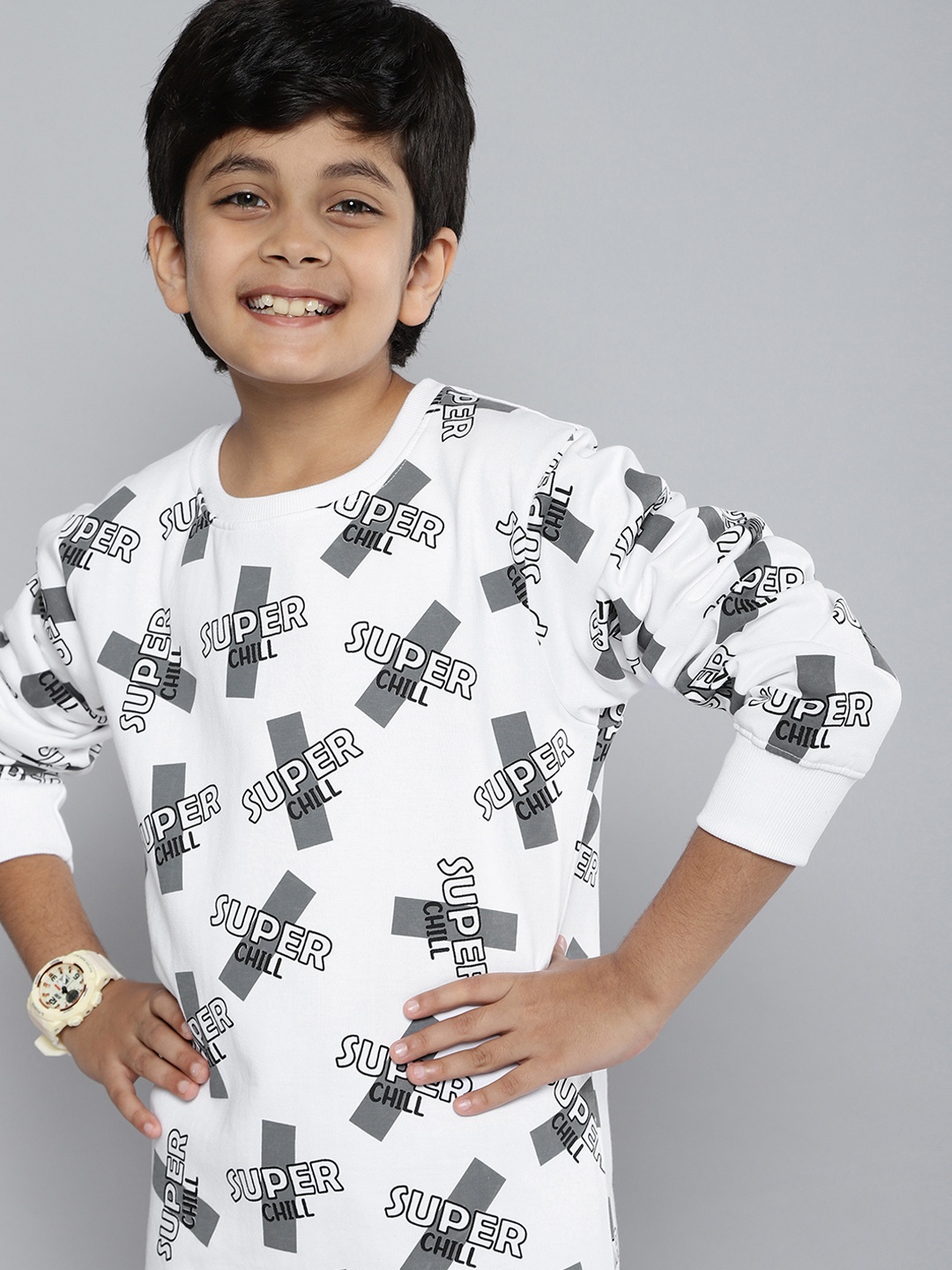 

HERE&NOW Boys White Printed Sweatshirt