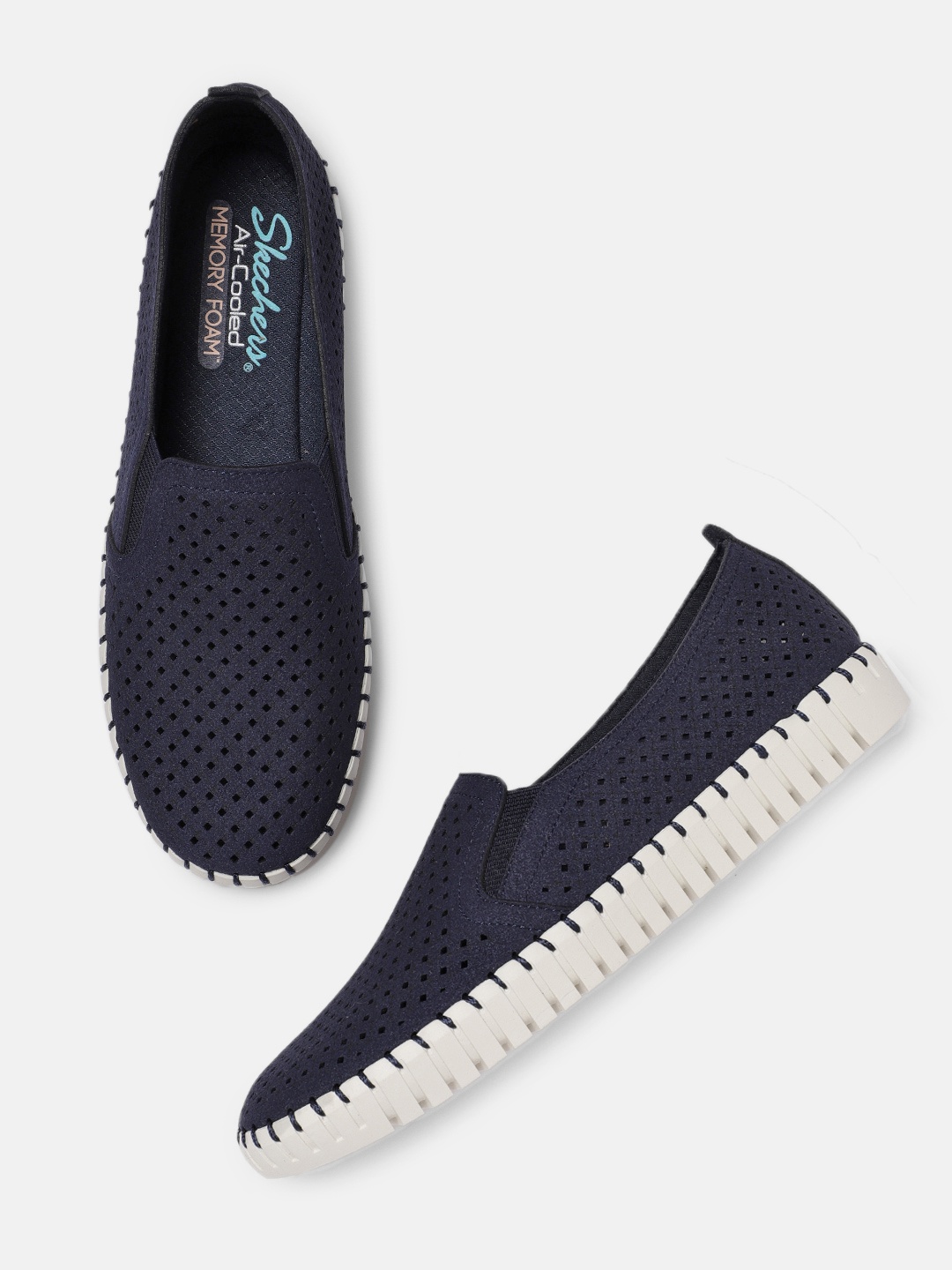 

Skechers Women Navy Blue Sepulveda Blvd Slip-On Sneakers