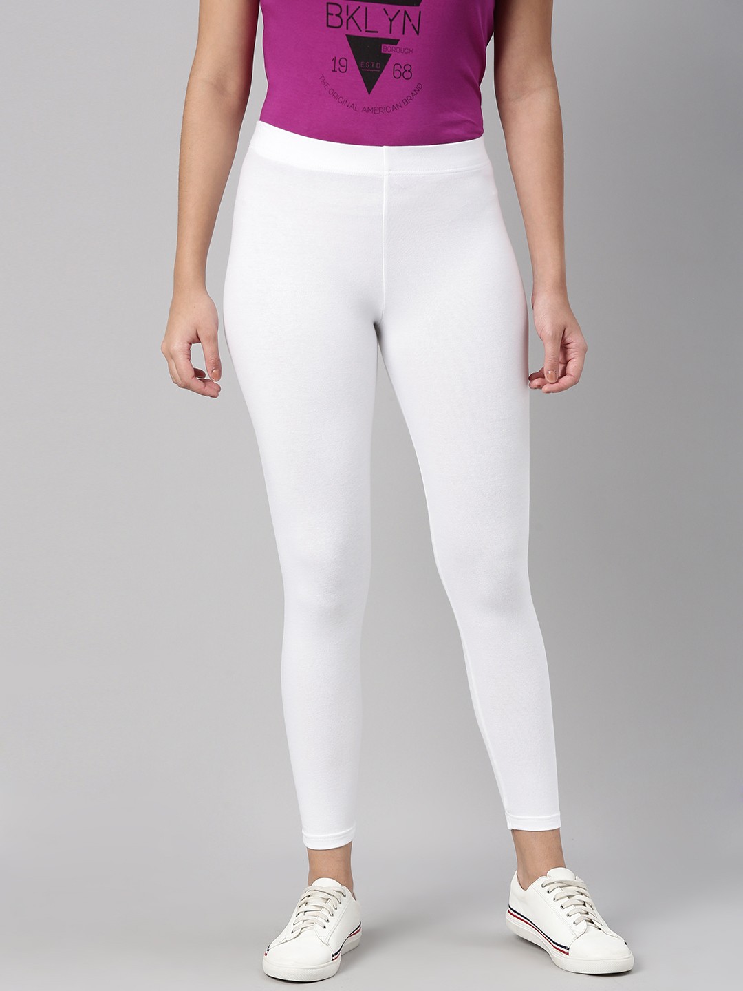 

abof Women White Solid Leggings